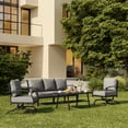 thumbnail image 6 of ALAULM 4 Piece Patio Furniture Set,Outdoor Metal Patio Furniture with Coffee Table & Rocking Chairs Conversation Set for Porch,Backyard,Poolside, Garden-Grey, 6 of 8