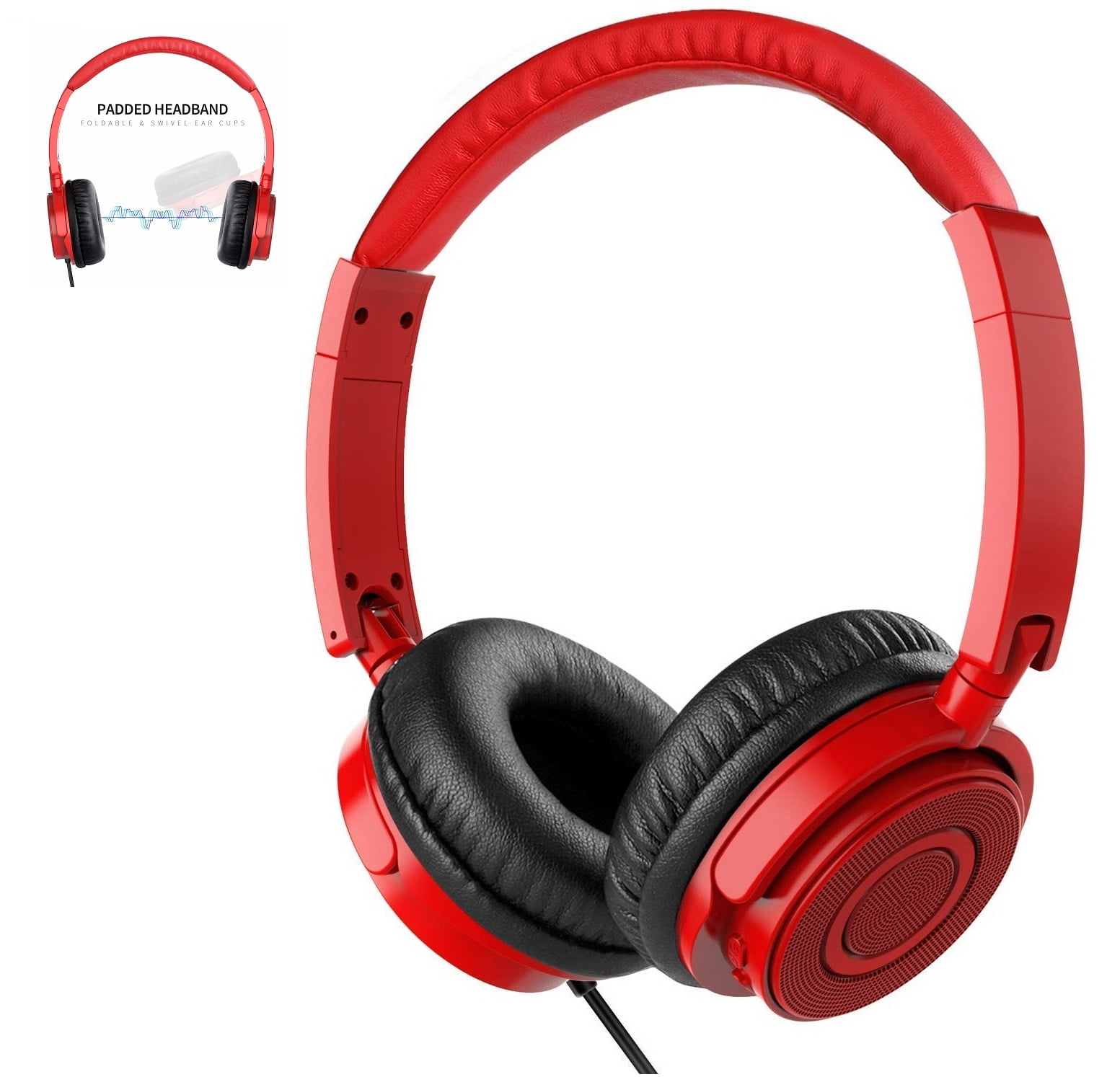On Ear Headphones with Mic, Vogek Wired Foldable Bass Headphones with