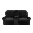 thumbnail image 3 of SHANNA Reclining Loveseat Cover with Middle Console Slipcover, 8-Piece Velvet Stretch 2-Seater Recliner Sofa Covers,Black, 3 of 12