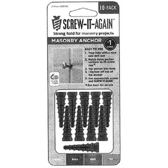 Screw It Again SIA-10PK-M 2 Ancre de Maçonnerie, Noir - Lot de 10