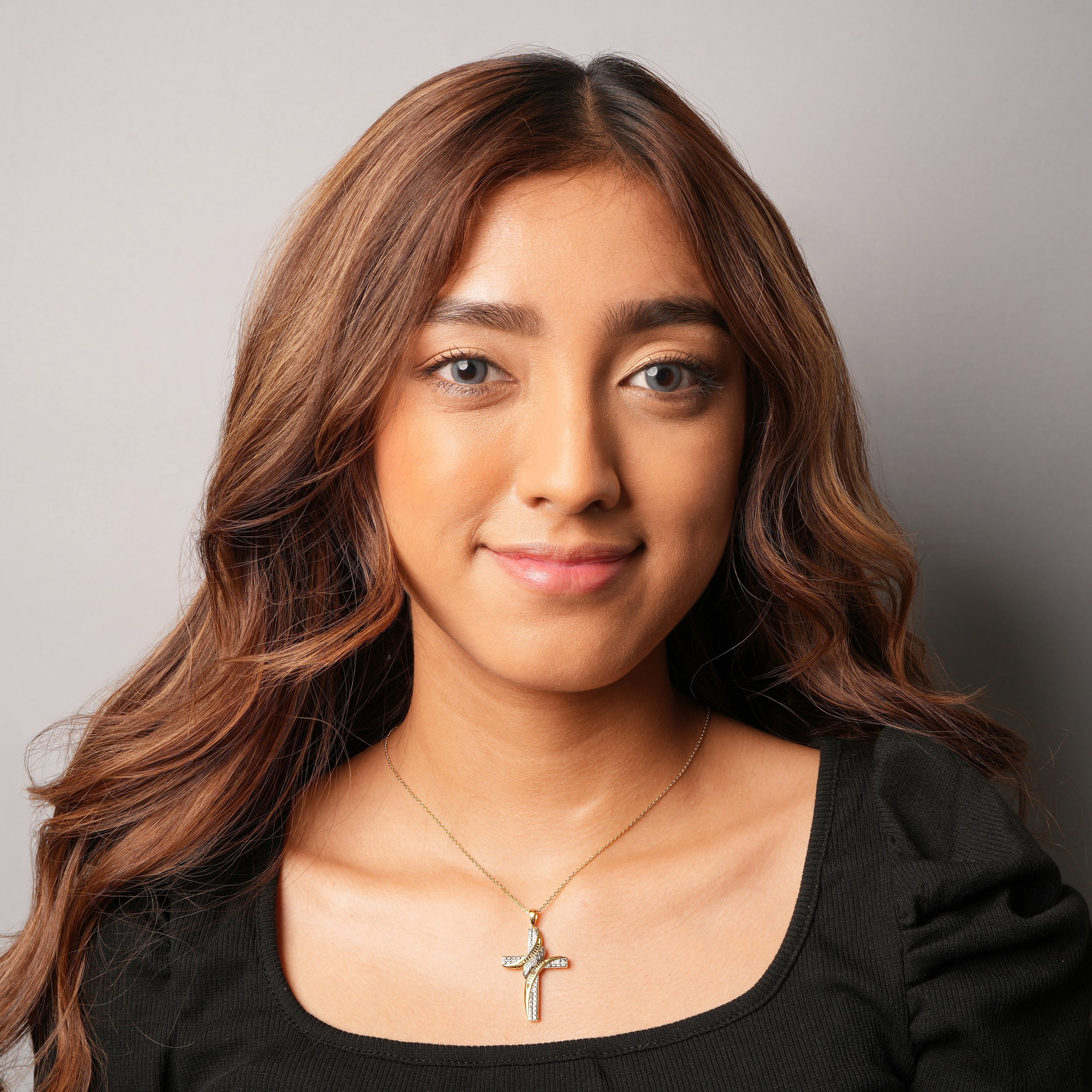 Natalia Drake Diamond Accent Cross Shape Necklace for Women in Yellow Gold Plated Sterling Silver