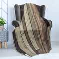 thumbnail image 4 of Wooden Print Soft Flannel Fleece Throw Blanket, Antique Planks Flooring Wall Picture American Style Western Rustic Panel Graphic, Cozy Plush for Indoor and Outdoor Use, 50" x 70", Brown, by Ambesonne, 4 of 5
