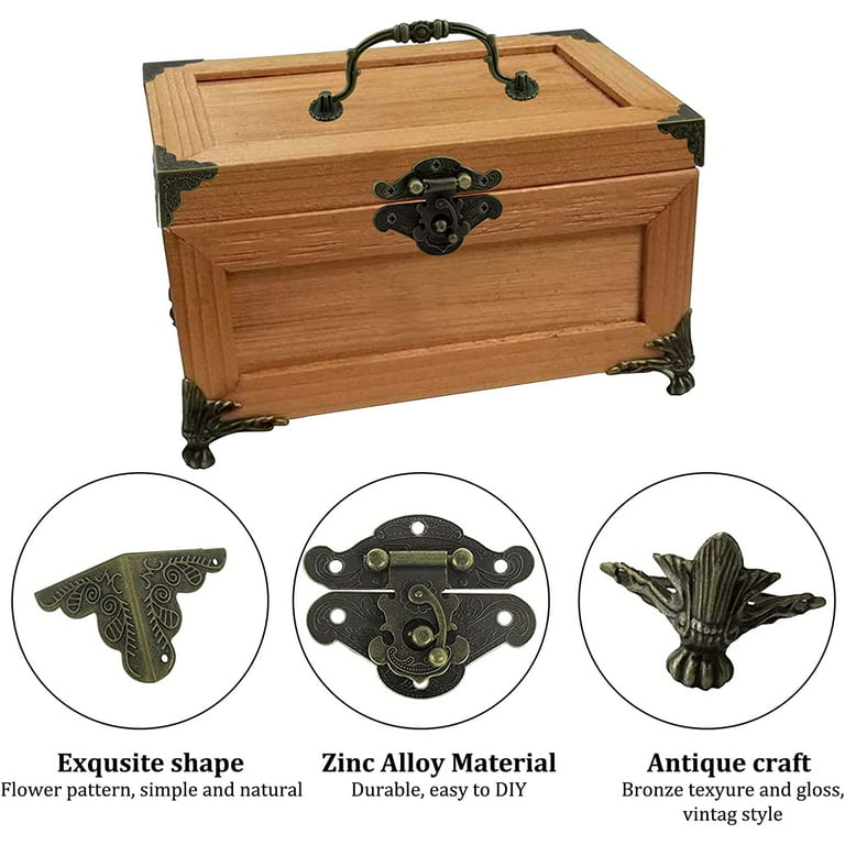 Set of 3 Small Antique Style Jewelry Organizer Chests / Storage Boxes Boxes  With Hasp Latch - Zen Merchandiser