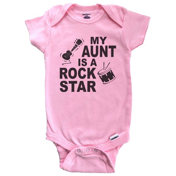 My Aunt Is A Rock Star Music Baby Bodysuit (Pink)