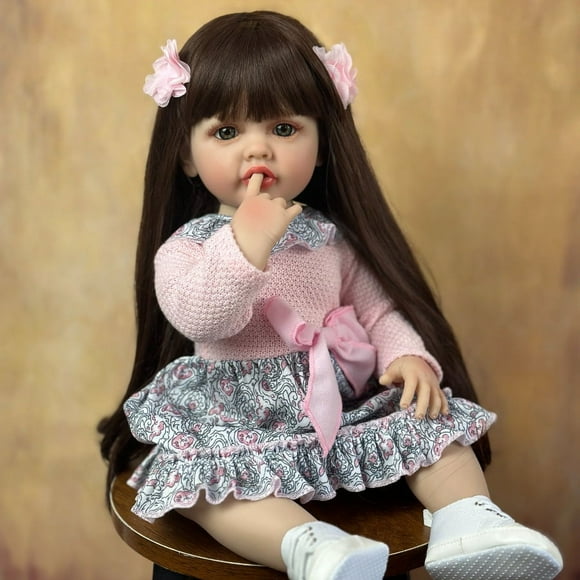 JUNWELL 22-Inch 55cm Lifelike Full Body Silicone Reborn Doll Girl Baby - Princess Newborn Toddler Bebe Toy Lovely Birthday Gift