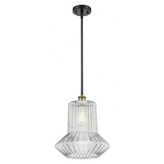 516-1S-BAB-G212 Innovations Lighting Springwater - 1 Light Stem Hung Mini Pendant In Industrial Style-14 Inches Tall and 12 Inches Wide-Black Antique