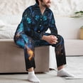 thumbnail image 7 of Fuzoiu Cool Blue Light Wolf Print Men's Long-Sleeved Pajama,Lounge Button Down Nightwear,Mens Notch Collar Pajama Set -X-Large, 7 of 7