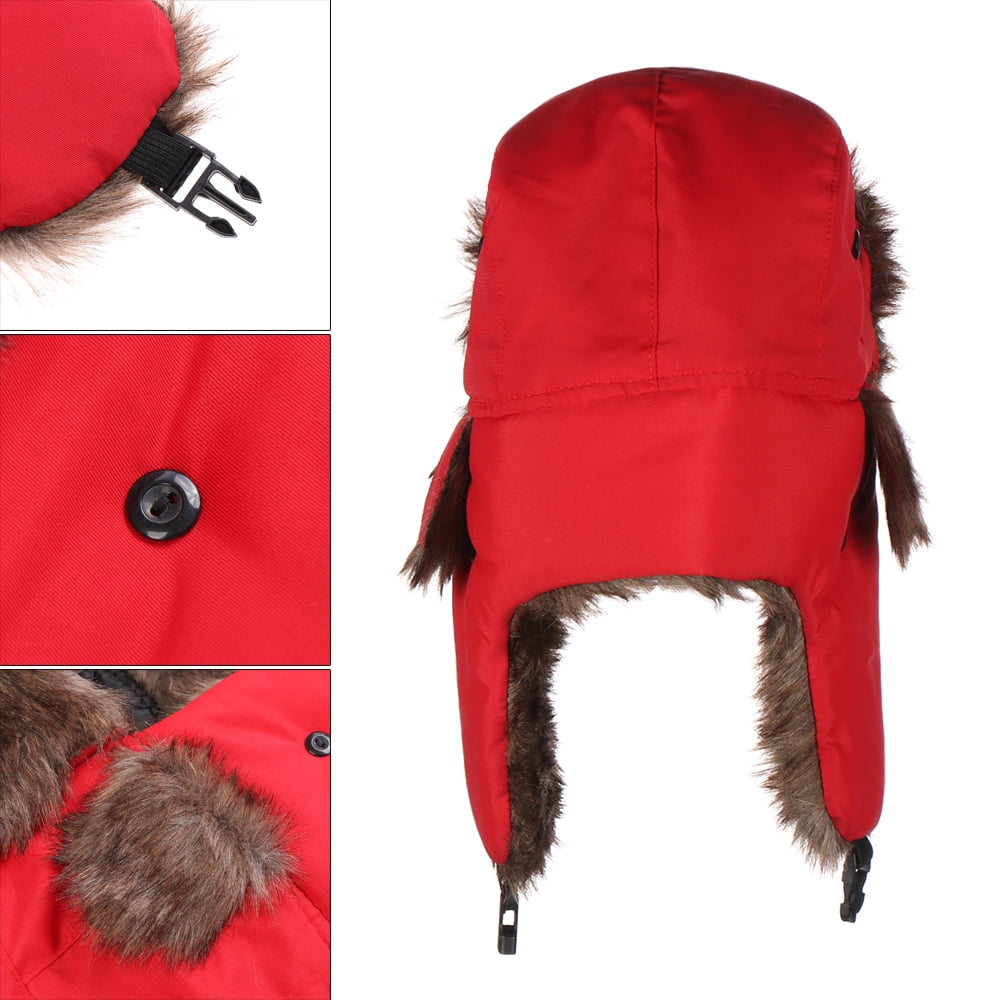 GRNSHTS Unisex Men Women Faux Fur Lined Trapper Hat Warm Windproof