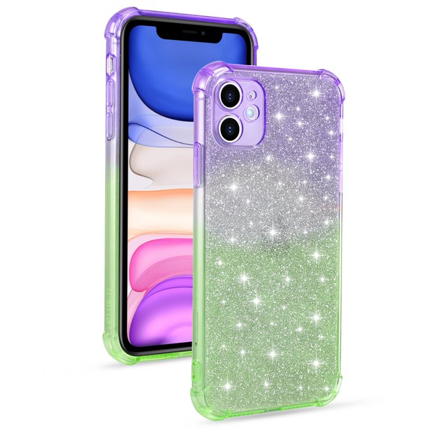 Iphone 11 Pro Case Dteck Slim Fit Glitter Gradient Color Tpu Case Four Corner Shockproof Cover For Apple Iphone 11 Pro Purple Green Walmart Com Walmart Com
