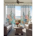 thumbnail image 2 of Summer Beach Blackout Curtains for Bedroom Living Room, Ocean Colorful Coral Shell Starfish Seaweed Blue Plaid 72 In Long Thermal Insulated Room Darkening Drapes Grommet Window Treatments, 52 x 72 In, 2 of 9