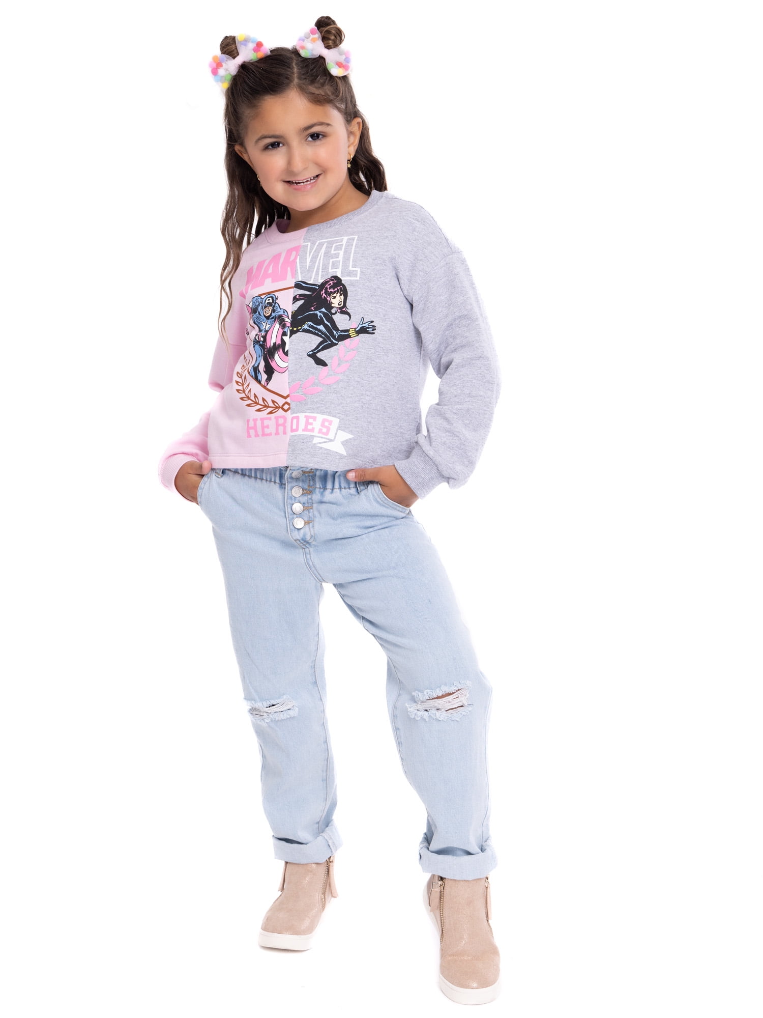 Marvel Girls' Split Graphic Sweatshirt, Sizes 4-16