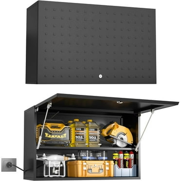Metal Wall Storage Cabinet with Adjustable Shelf Wall Mount Garage Cabinet Flip Up Cabinet Steel Metal Cabinet Trailer Cabinets Work Shop Wall Cabinet Lockable Tool Cabinet Assembly Required