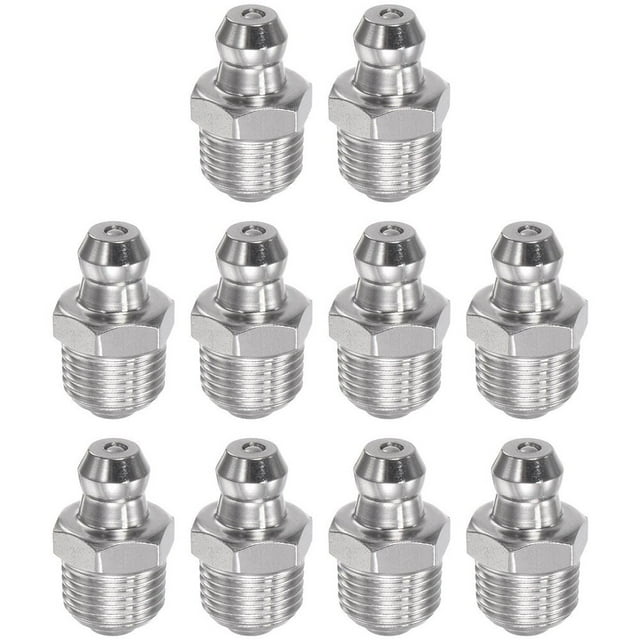 10 Pcs Raccord de Graisse Hydraulique Droit en Acier Inoxydable 201 Filetage 1/8-28 Pouces