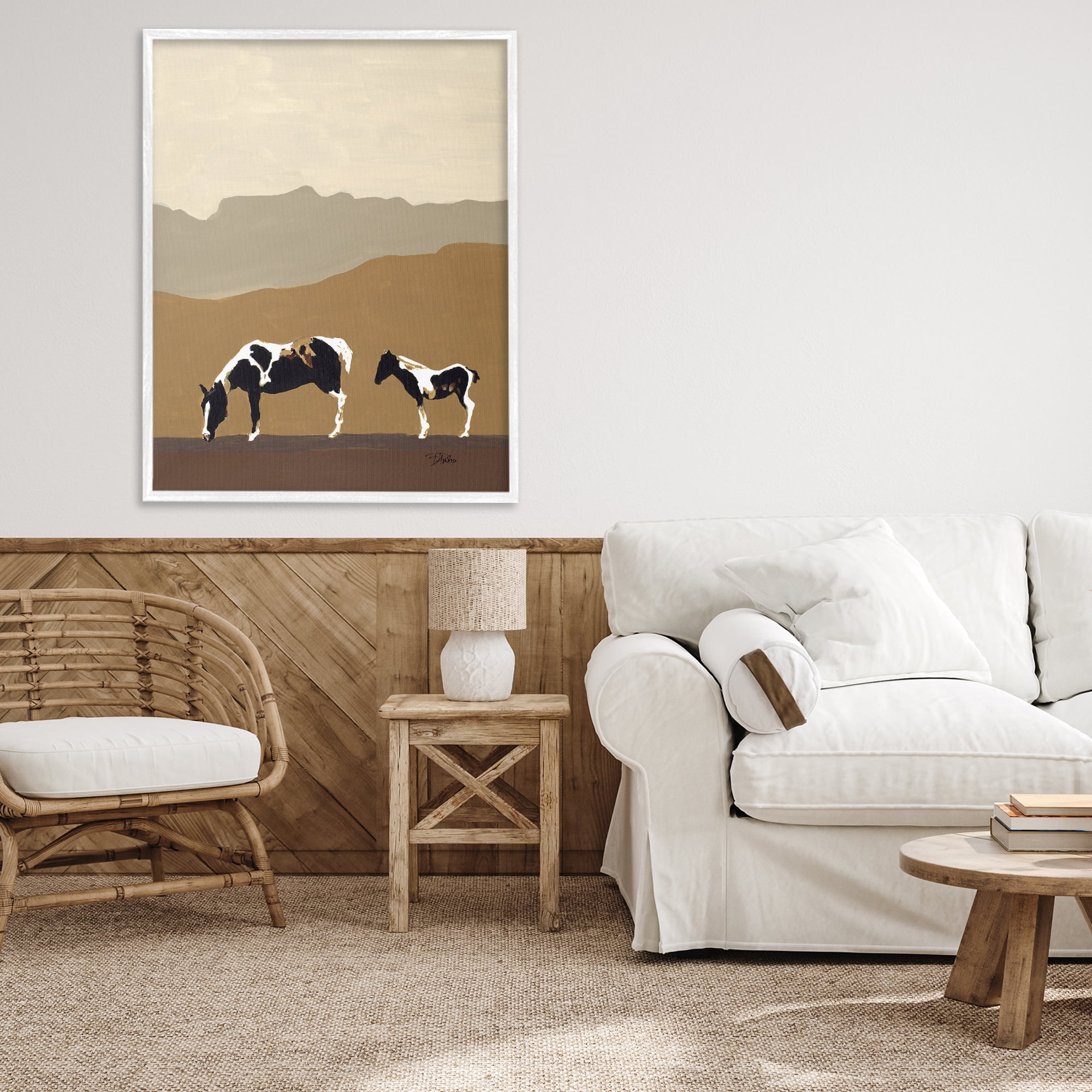 Stupell Industries Modern Mountains Horses White Framed Giclee Art, design by Patricia Pinto