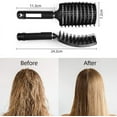 thumbnail image 3 of 2 cepillos para el cabello, cepillo de cerdas de jabalí, herramientas de peinado de peluquería curvadas profesionales con ventilación, cepillos de secado rápido (negro), 3 of 3
