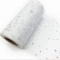 thumbnail image 1 of 1 rollo de tela de tul de poliéster brillante, carrete de cinta de malla con lentejuelas plateadas de estrella y sol., 1 of 1