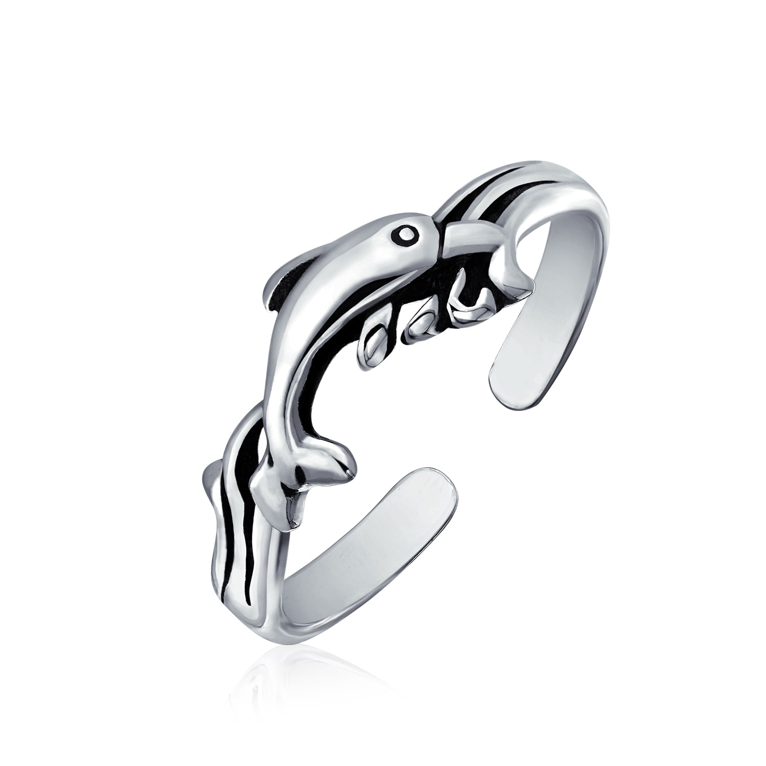 925 Sterling Silver Toe Ring BoRuo Wave Hawaiian Adjustable Band Ring 