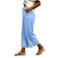 thumbnail image 5 of Kezqiaxn Womens Wide Leg Pants Drawstring Lace Splice Elastic Waist Loose Casual Trousers with Pockets Lounge Pants Women, 5 of 6