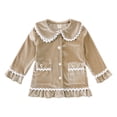 thumbnail image 5 of Sopiago Girls Pajama Set Velvet Button-Down Solid Long-Sleeve T-Shirt Top + Pants 2PCS Christmas Outfits Clothes Toddler Pijamas Boy Khaki,8-9 Years, 5 of 7