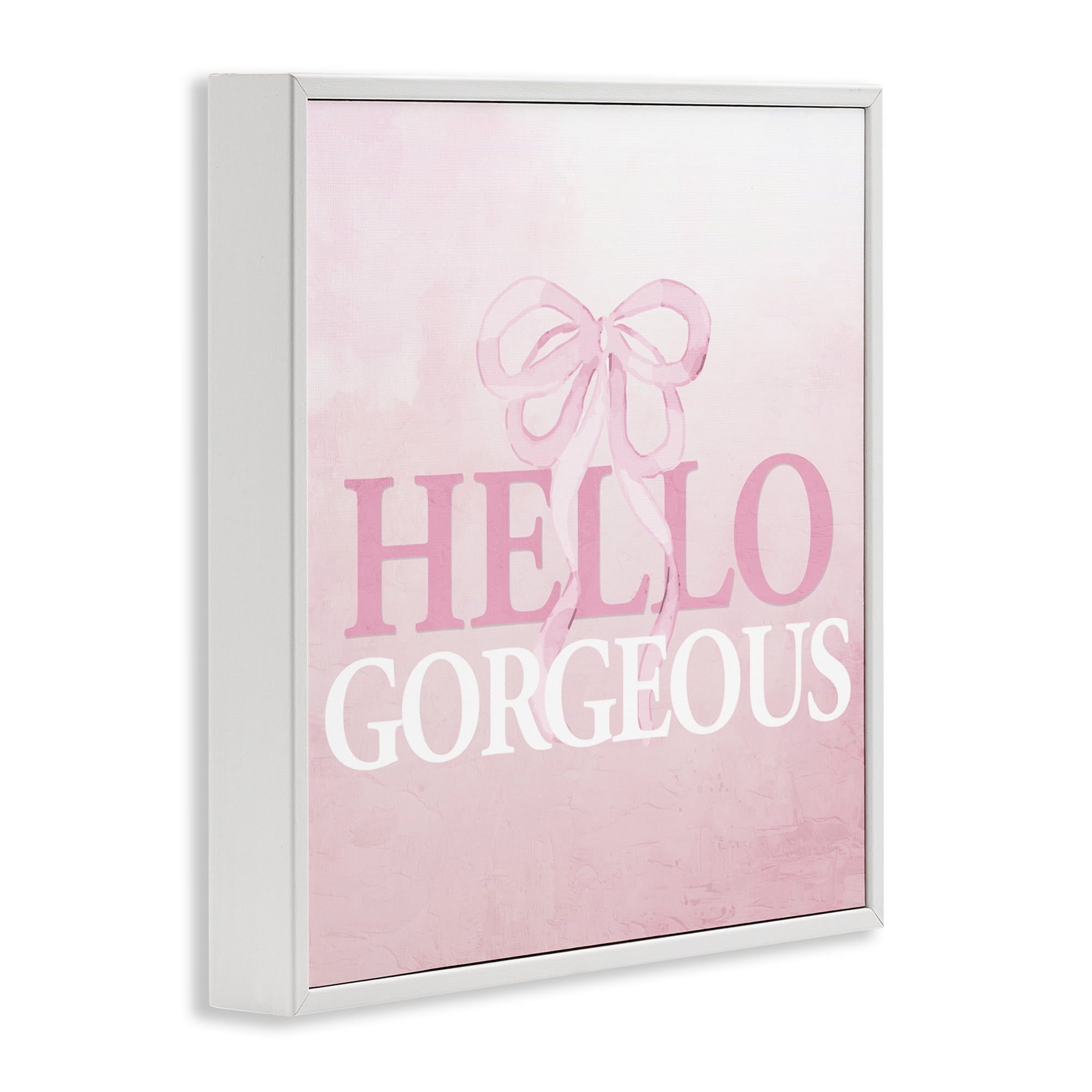 Feminine Hello Gorgeous White Framed Giclee Art, design by Kim Allen