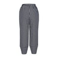 thumbnail image 5 of Wycnly on Sale Cropped Pants for Women Womens Cropped Pants Fashion Classic Plaid Print Loose Irregular Straight Leg Trousers Casual Cotton Linen Elastic Waist Crop Pants with Pockets, 5 of 6