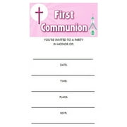 12pack First Communion Pink Invitation Cards with Envelopes