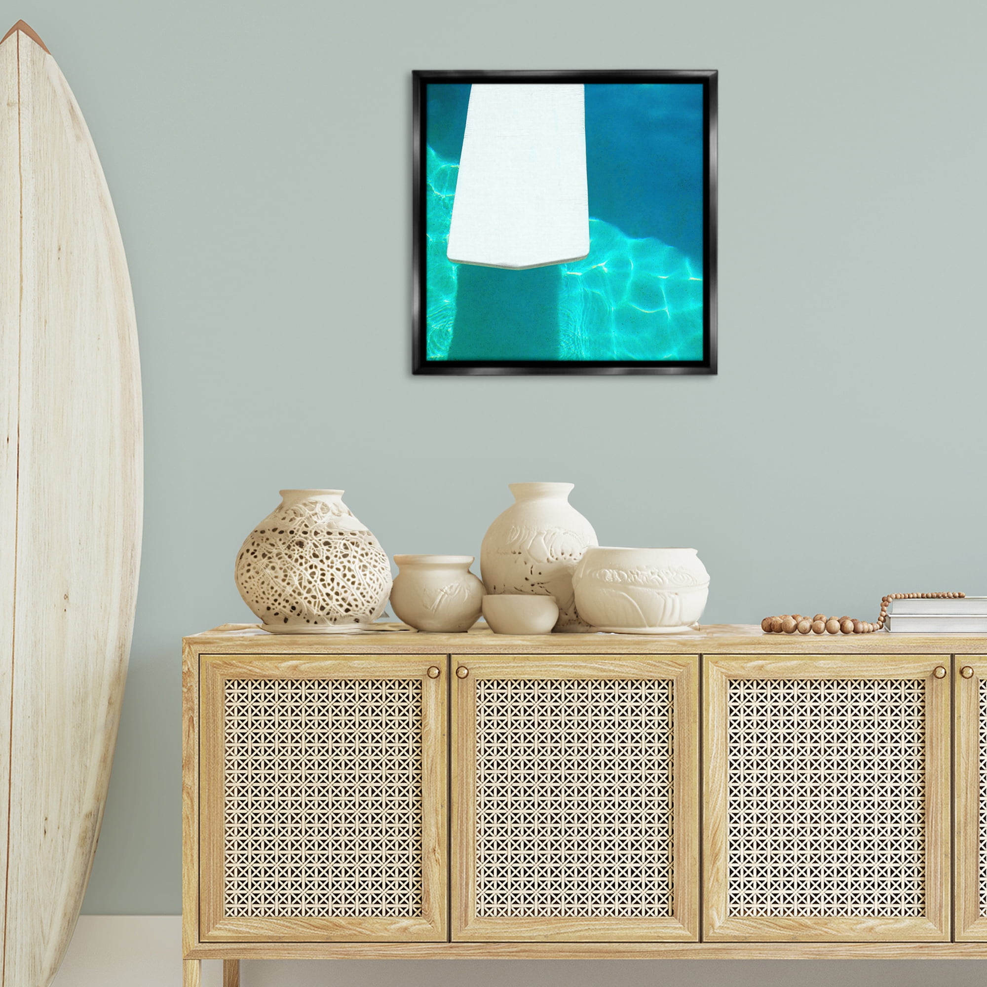 Stupell Industries Pool Diving Board Nautical & Beach Painting Black Floater Framed Canvas Art Print Wall Art, 25 x 25
