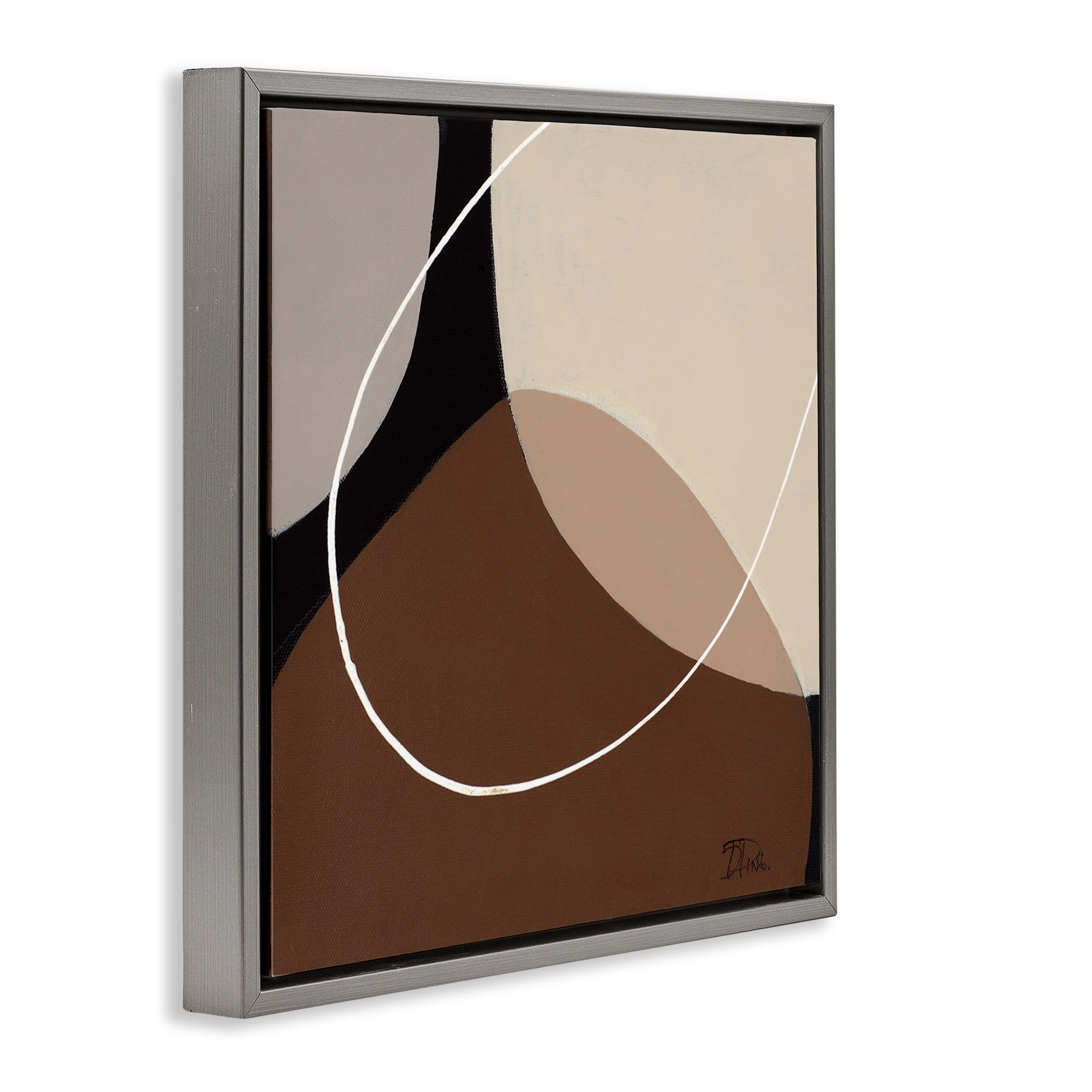 Stupell Industries Minimal Project Abstraction Abstract Painting Gray Floater Framed Canvas Art Print Wall Art, 18 x 18