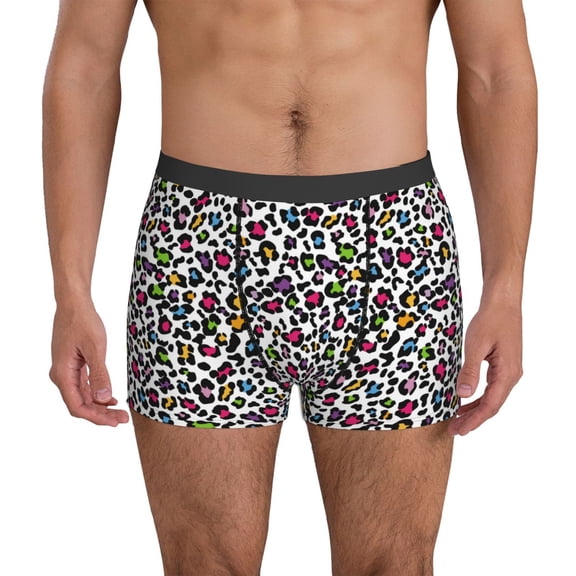 Mens Underwear Boxer Briefs - colorful leopard print Comfort Breathable men's boxer briefs with Flex Waistband