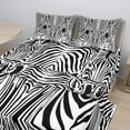 thumbnail image 2 of Ambesonne Black White Fitted & Top Sheet Set with Shams, Savannah Zebra Stripe, Black White, 2 of 8