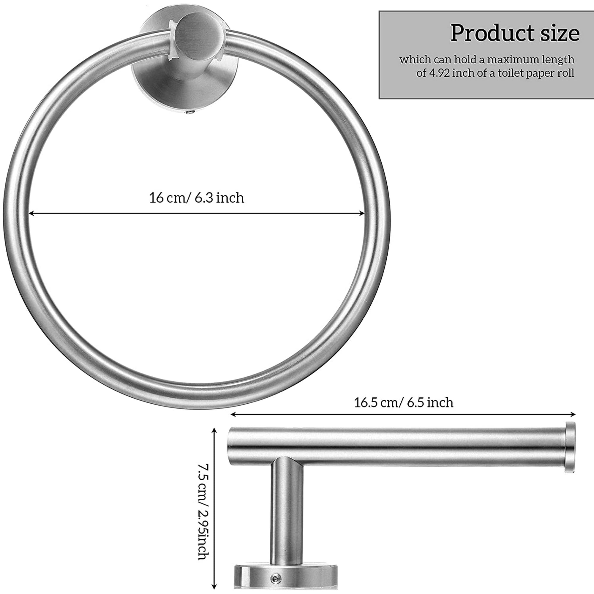 Porte-serviettes Mural – Anneau En Acier Inoxydable SUS 304, Finition Brossée, Antirouille, Avec Visserie Fournie