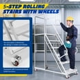 thumbnail image 5 of 6 Steps Rolling Ladder, Mobile Platform Ladders with Handrails, Industrial & Warehouse Non-Slip Stair Ladder, 1213lbs Capacity, 5 of 15