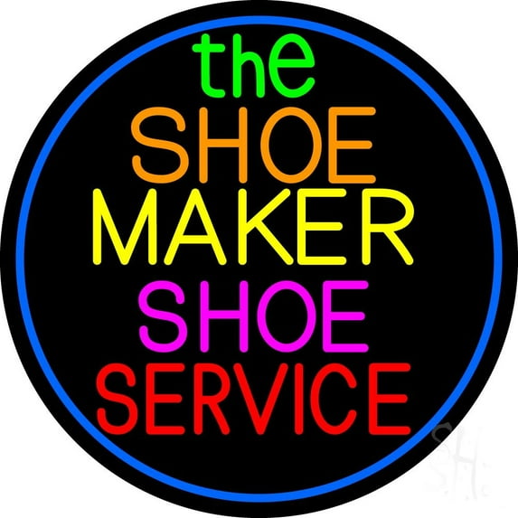 The Shoe Maker Shoe Service LED Neon Sign 26 x 26 - inches, Black Square Cut Acrylic Backing, with Dimmer - Bright and Premium built indoor LED Neon Sign for store interior Décor, Storefront.