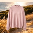 thumbnail image 4 of WDWYY Girls Waffle Knit Mock Neck Sweatshirt Fall Winter Pullover Loose Fit Raglan Long Sleeve Casual Top Pink 11-12Y, 4 of 5
