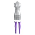 thumbnail image 7 of ZHOGXU Womens Metallic Shiny Sleeveless Dress High Neck Cutout Bodycon Party Mini Dresses With Socks For Nightclub Party, 7 of 7
