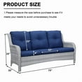 thumbnail image 6 of PARKWELL Outdoor 3 Seats Sofa - Rattan Wicker Patio Couch with Cushions - Steel Frame - Offwhite Wicker, Blue Cushions, 6 of 6