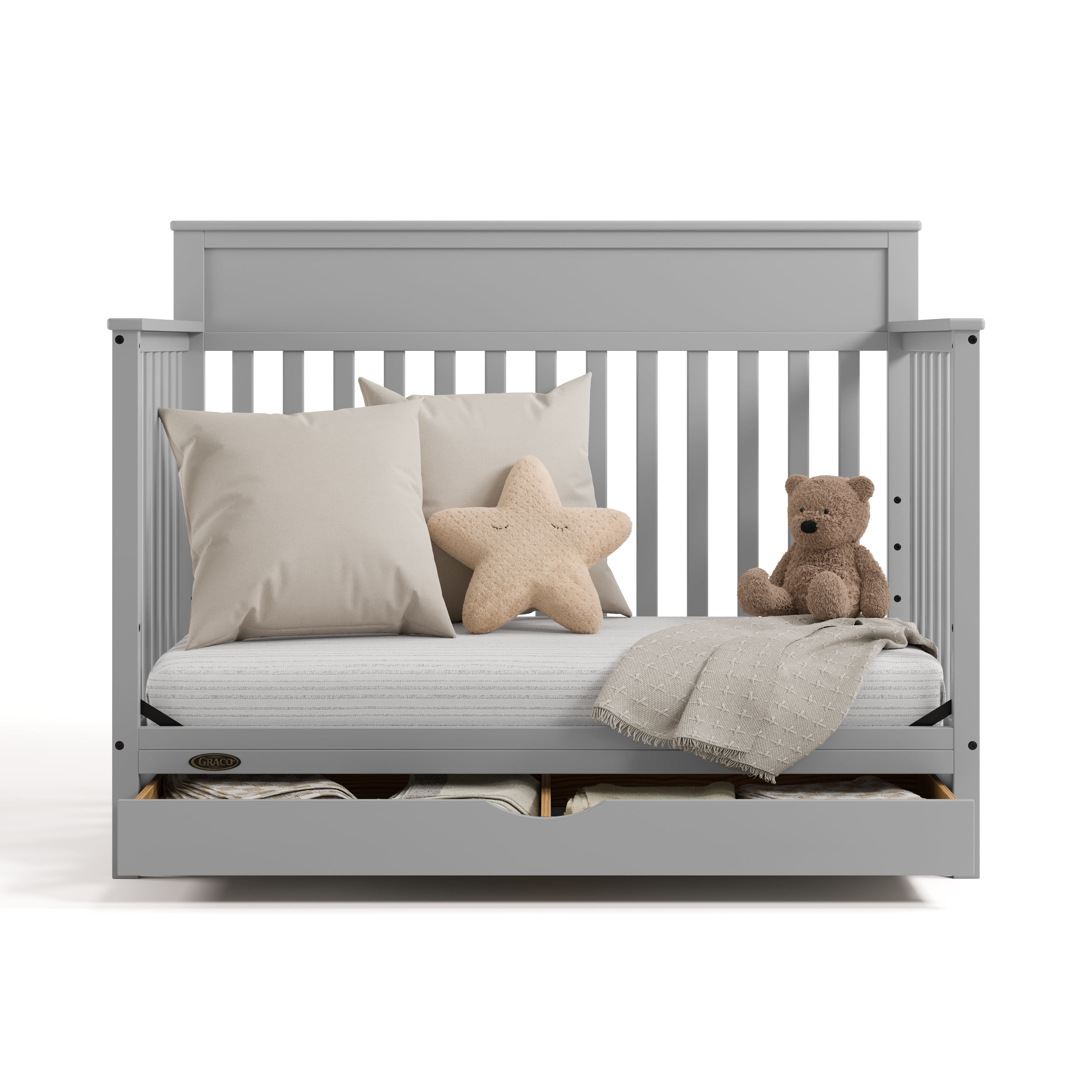 Graco Shiloh Convertible Baby Crib with Drawer, Pebble Gray