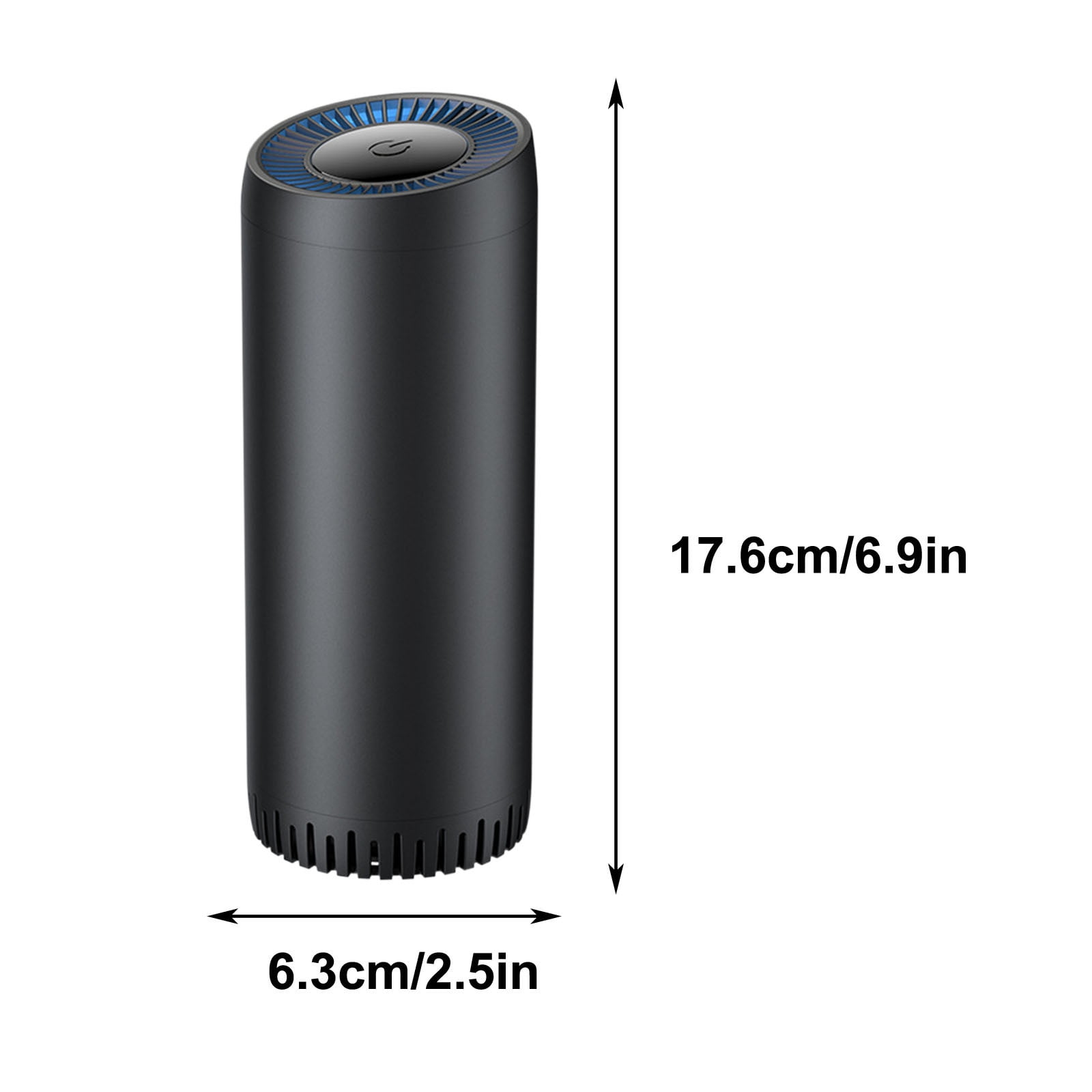 TOUMENY Car Purifier Small Portable Aluminum Alloy, Germicidal Deodorizer Odorizer with Negative Ion Purification, 360° Activated Carbon Filtration Turbo Fan for Whole Car Interior