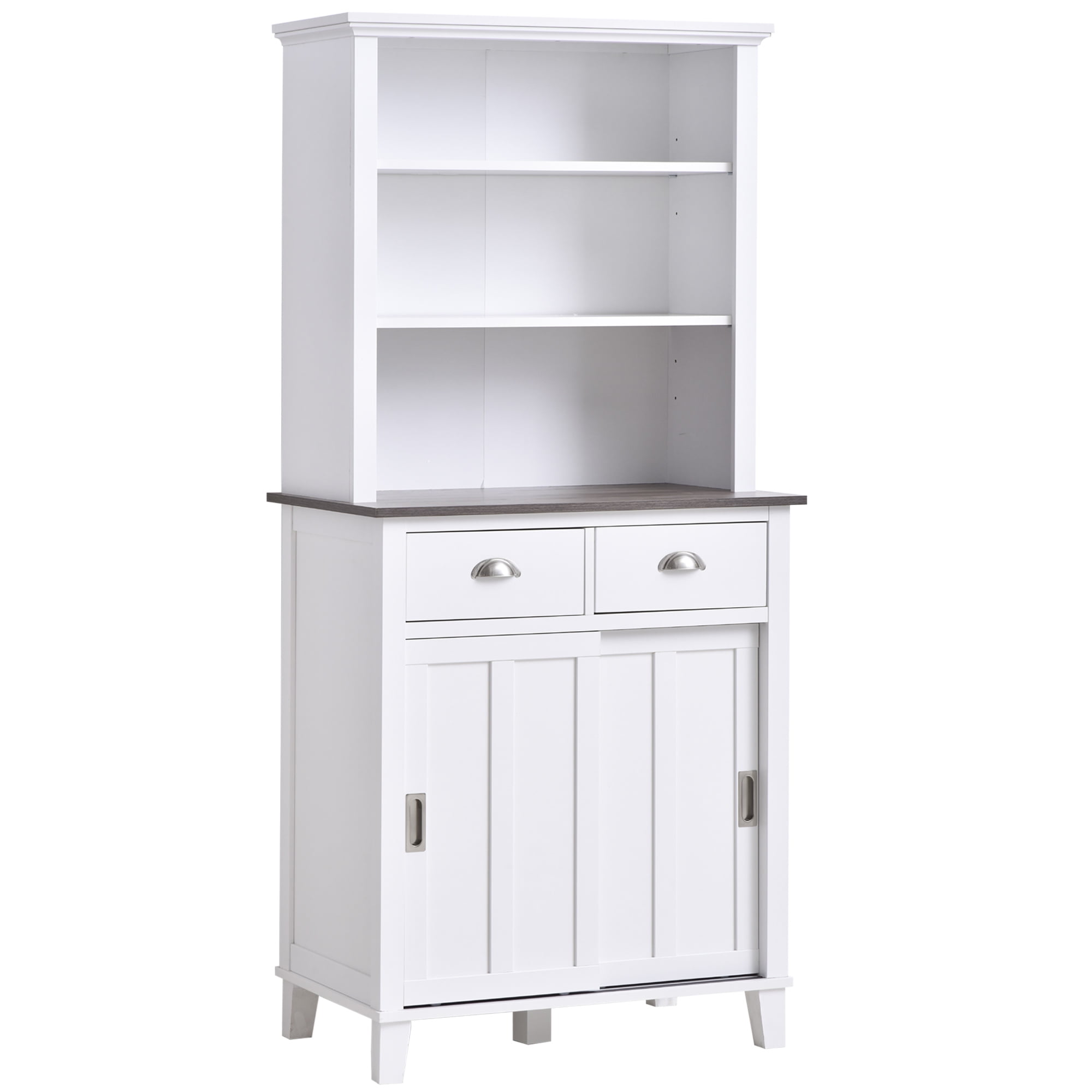 Freestanding Kitchen Pantry Cupboard with Sliding Doors