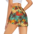 thumbnail image 3 of Xecao's Colorful Hawaii Palms for a double-layer running short for women, perfect for gym, tennis, and more, featuring a convenient pocket., 3 of 9