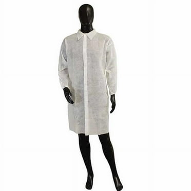 Work Force pw-lc-xl 44 in. Polypropylene Cloth Hook & Eye Lab Coat with Collars, White - Extra Large - Case of 50