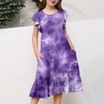 thumbnail image 2 of ZACPNCV Toddler Girls Summer Dresses Double Layer Flutter Sleeve Flowy A-Line Sundress Casual Tie-dye Midi Dresses for Kids 8-9 Years, 2 of 5