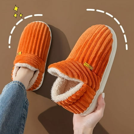 

Luxurious solid color plush slippers-ultra-soft slip-on with cozy lining-non-slip sole for winter warmth-perfect casual home shoes