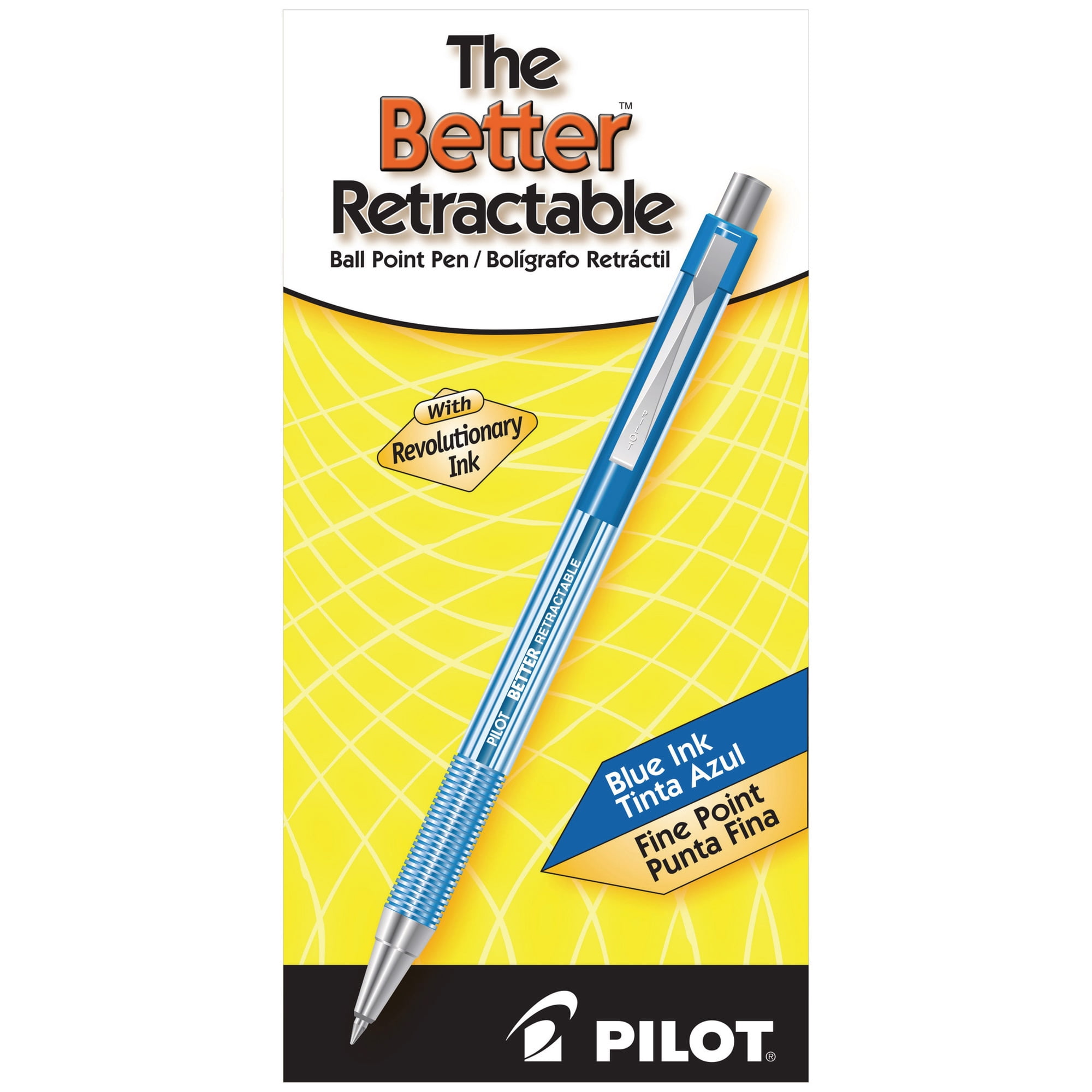Pilot® Better™ Retractable Ballpoint Pens, Fine Point, 0.7 mm, Translucent Blue Barrel, Blue Ink, Pack Of 12 Pens