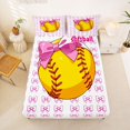 thumbnail image 3 of spefrowx Cartoon Softball Sport King Sheets for Girls, Pink Princess Bowknot Bedding, 4 Pieces, 1 Flat Sheet, 1 Fitted Sheet and 2 Pillowcases, 3 of 6