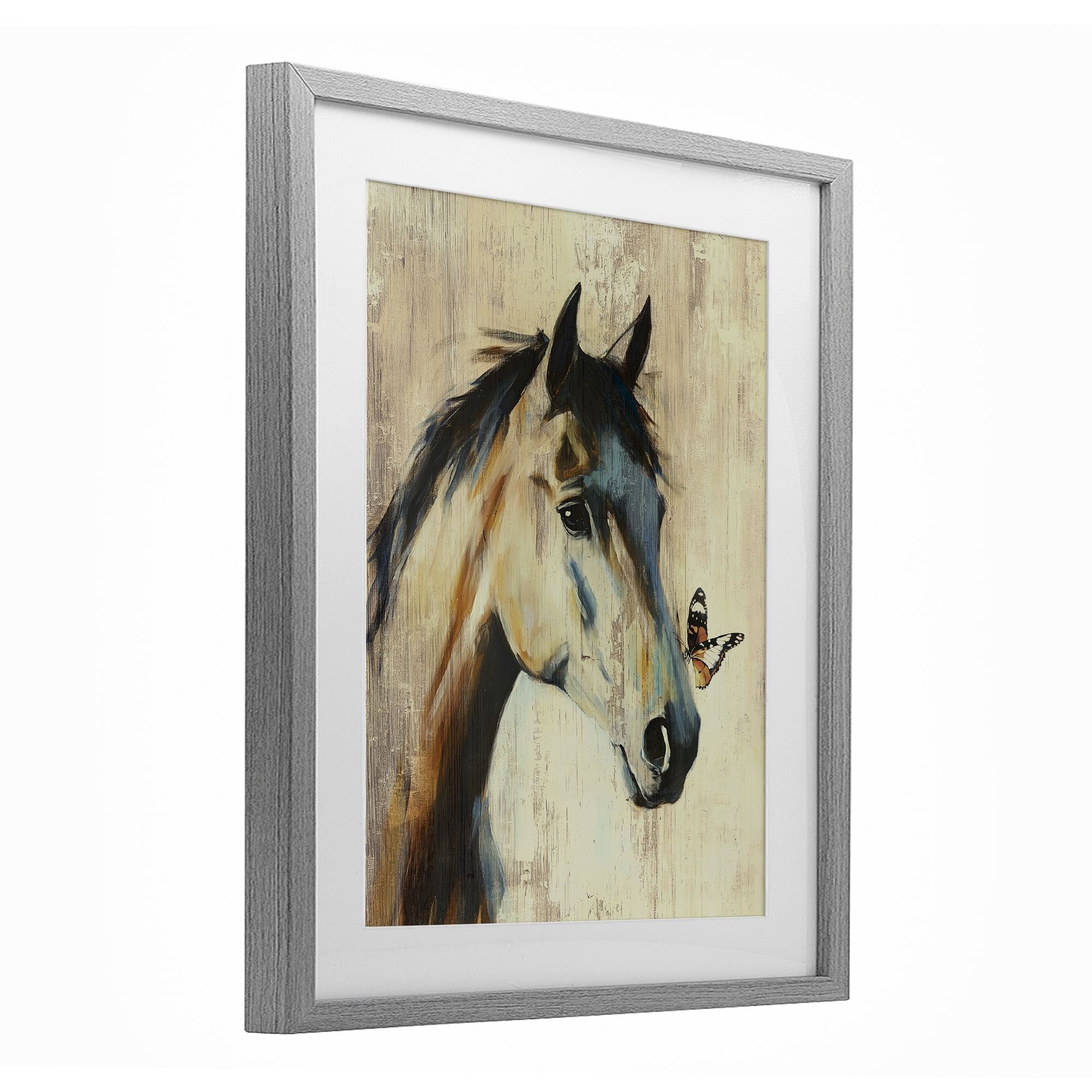 Stupell Industries Tiny Magic Horse & Butterfly Gray Framed Print Under Glass, design by Svetlana Aleynikova