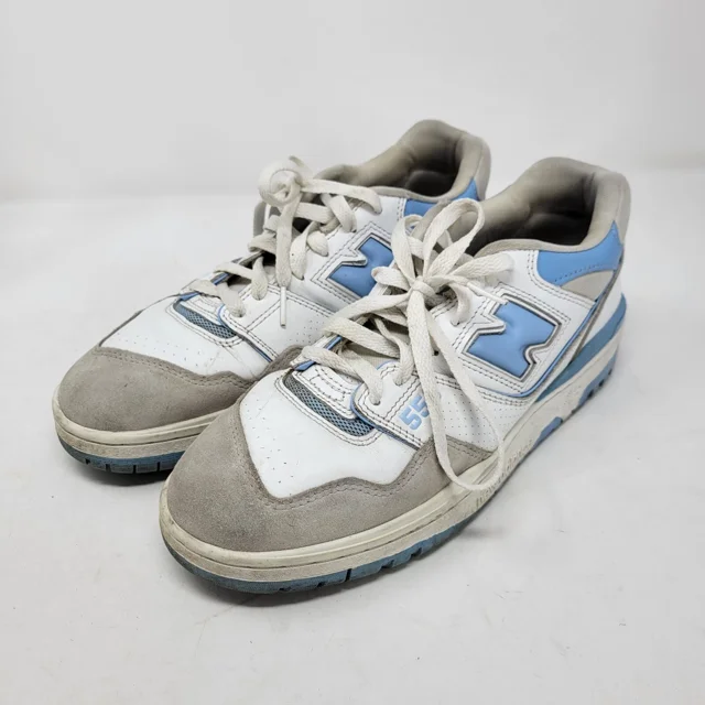 New Balance 550 Mens 10 White Blue Haze University Retro Sneakers Trainers Adult
