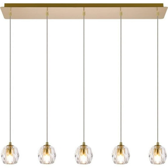 32 inch 5 Light Pendant-Gold Finish-Royal Cut Crystal Type Bailey Street Home 390-Bel-4363579
