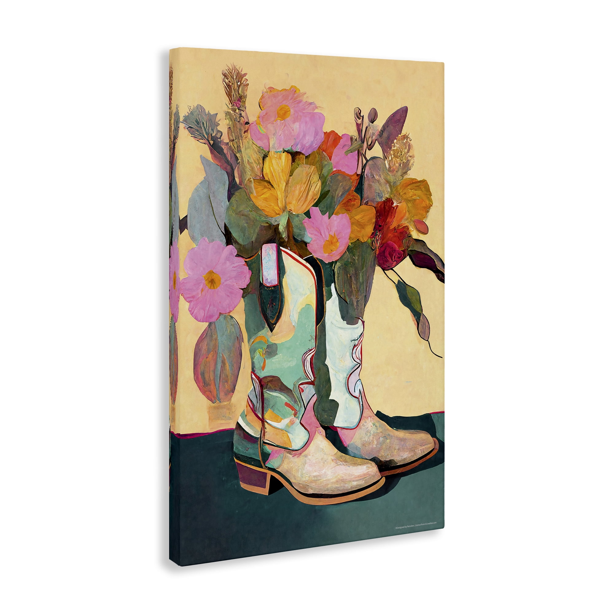 Stupell Industries Bright Cowgirl Florals Plants & Flowers Painting Wrapped Canvas Art Print Wall Art, 30 x 45