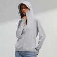 thumbnail image 3 of Bosfbaoi Women's Hooded Full Zip Long Sleeve Sun Protection Jacket, Ultra-Lightweight Breathable Quick Dry Outerwear, Mask Integrated Thumbhole Coat for Outdoor Hiking Daily, 3 of 7